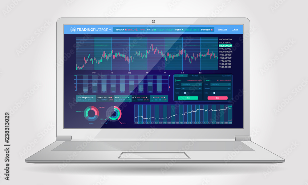 Poster trading platform interface with infographic elements