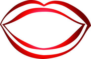 Fototapeta premium Rich Lady's Red lips Comic style outline
