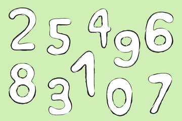 Cartoon kids font numbers from 1 to 0. illustration