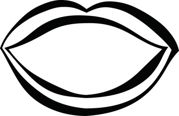Lady's lips Comic style outline