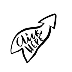 Click here. Modern brush lettering design. Vector calligraphy illustration. Typography poster.