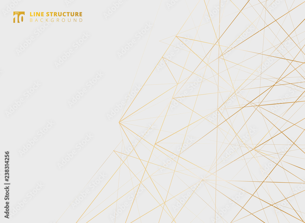 Aufkleber abstract overlap gold lines structure on white background.