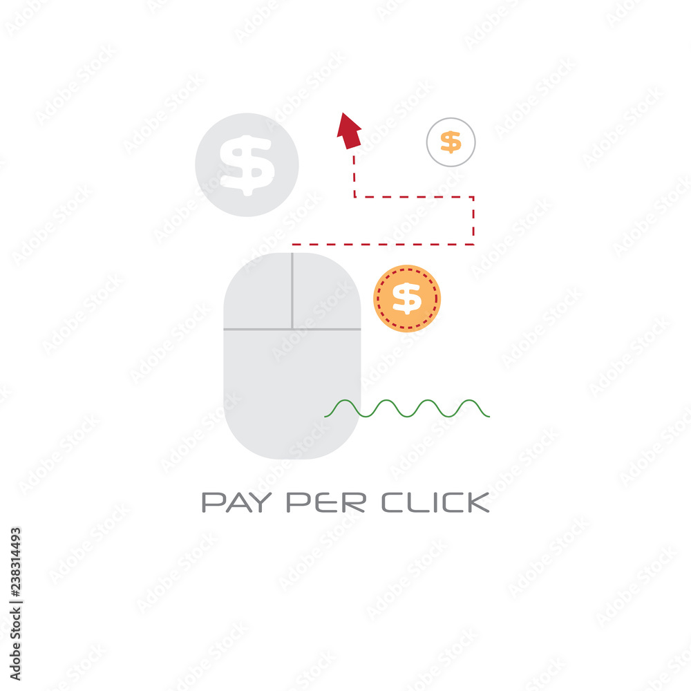Poster computer mouse icon online payment pay per click concept line style isolated