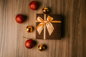Fototapeta na wymiar Christmas Home Decoration, Gifts, Mug of Coffee, Christmas Lights, Social Media Pics