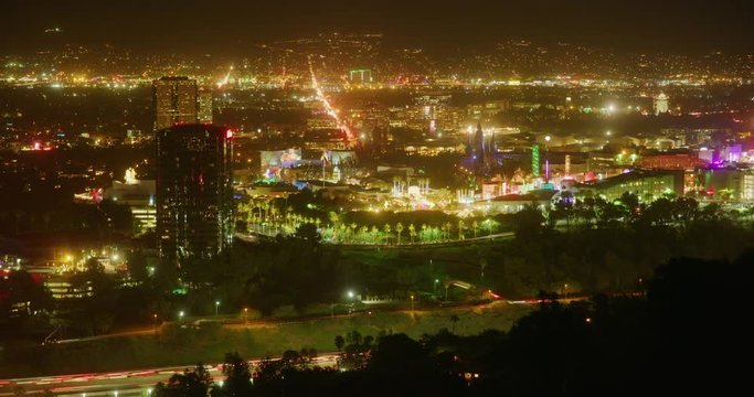 Night Timelapse of Universal city in Los Angeles, California