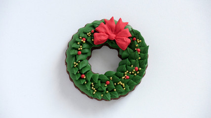  Christmas cookies, Ring, Christmas tree, gingerbread isolated on white background for Christmas party holiday homemade food