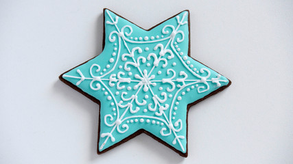 Fototapeta premium Christmas cookies, Star, Christmas tree, gingerbread isolated on white background for Christmas party holiday homemade food