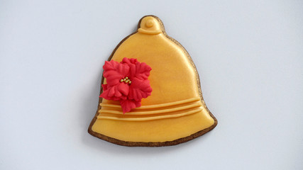  Christmas cookies, Bell, Christmas tree, gingerbread isolated on white background for Christmas party holiday homemade food