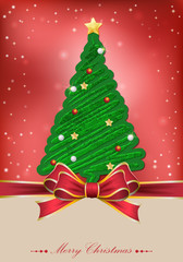 Naklejka na ściany i meble Christmas Tree Background with Bow