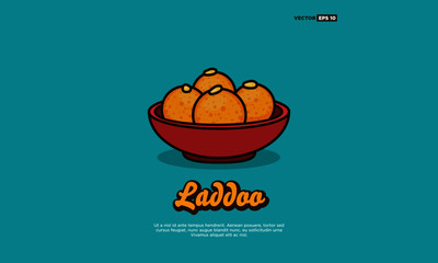 Laddoo Indian Sweet Dessert Vector Illustration