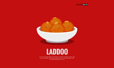 Laddoo Indian Sweet Dessert Vector Illustration