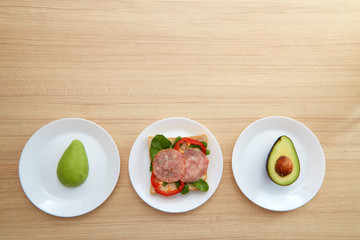 Avocado on white plate Healthy