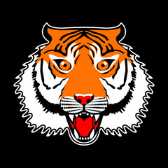 Japanese style tiger vector embroidery patch illustration for t-shirt, tee graphic and other uses. Tiger Graphic Vector Design T shirt. Japanese hand drawn tiger illustration and typography.