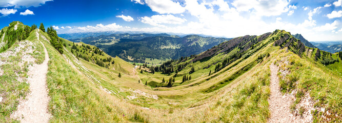 Hiking trail on the Nagelfluh in the Allgaeuer Alps