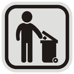 can for waste, black figure and trash can, vector icon	