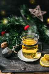 cup of tea in christmas concept