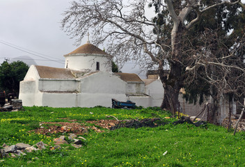 Old stone chapel in greek village