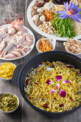 Chicken soupChicken soup set with flowers with flowers