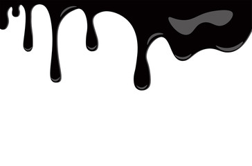  Black liquid dripping. oil or paint stain and blob. Droplet of inks on white background. Vector illustration.