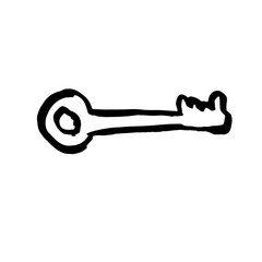 Key icon. Grunge key brush illustration. Vector illustration.