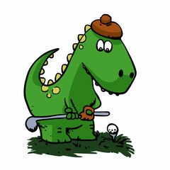 Dinosaur  golfer - funny dinosaur