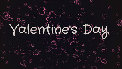 Valentine's day greeting card pink hearts, black background