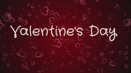 Valentine's day greeting card pink hearts, red background