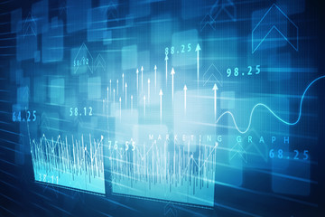 2d rendering Stock market online business concept. business Graph 
