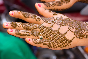 henna design, bride , Hindu wedding , Rajasthan, India