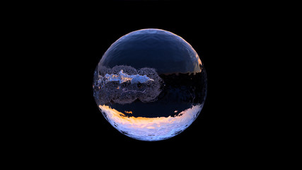 Large Water Ball with a small Chrome ball going through in the middle