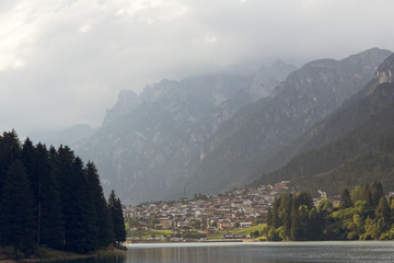Auronzo di Cadore, Italy a picturesque view of the city in the foothills of the Alps