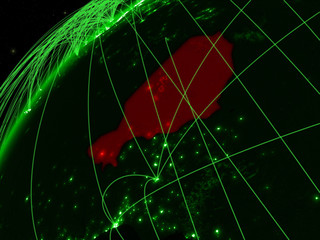 Niger on model of green planet Earth with international networks. Concept of green communication and technology.