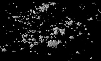 Crumbled styrofoam isolated on black background