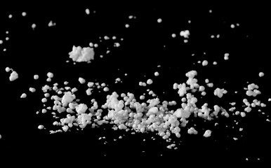 Crumbled styrofoam isolated on black background