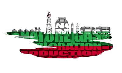Energy and Power icons set and tags cloud. Design concept of natural gas industry. 3D rendering. Flag of the Bulgaria