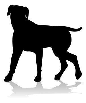 A detailed animal silhouette of a pet dog