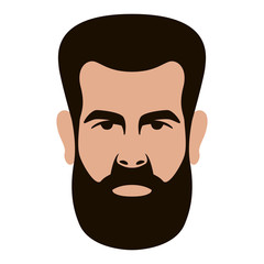 hipster face , vector illustration, flat style ,front 