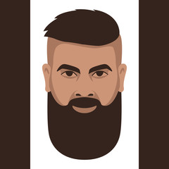 hipster face , vector illustration, flat style ,front 