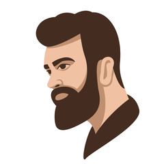 hipster face , vector illustration, flat style ,profile 