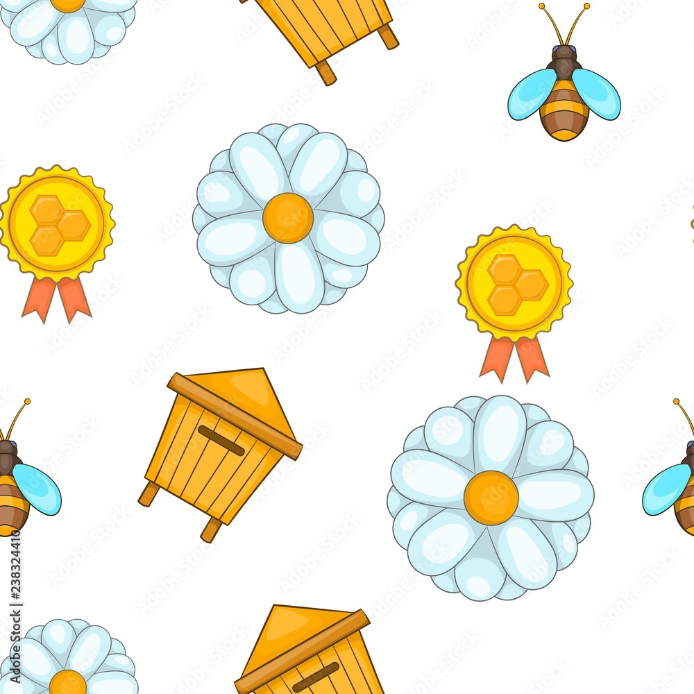 Poster apiary pattern. cartoon illustration of apiary vector pattern for web