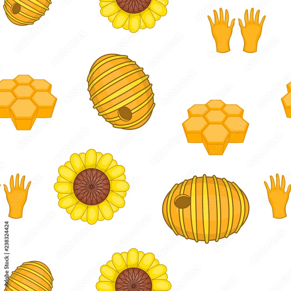 Poster beekeeping pattern. cartoon illustration of beekeeping vector pattern for web
