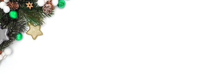 Green christmas holidays decoration on a white background