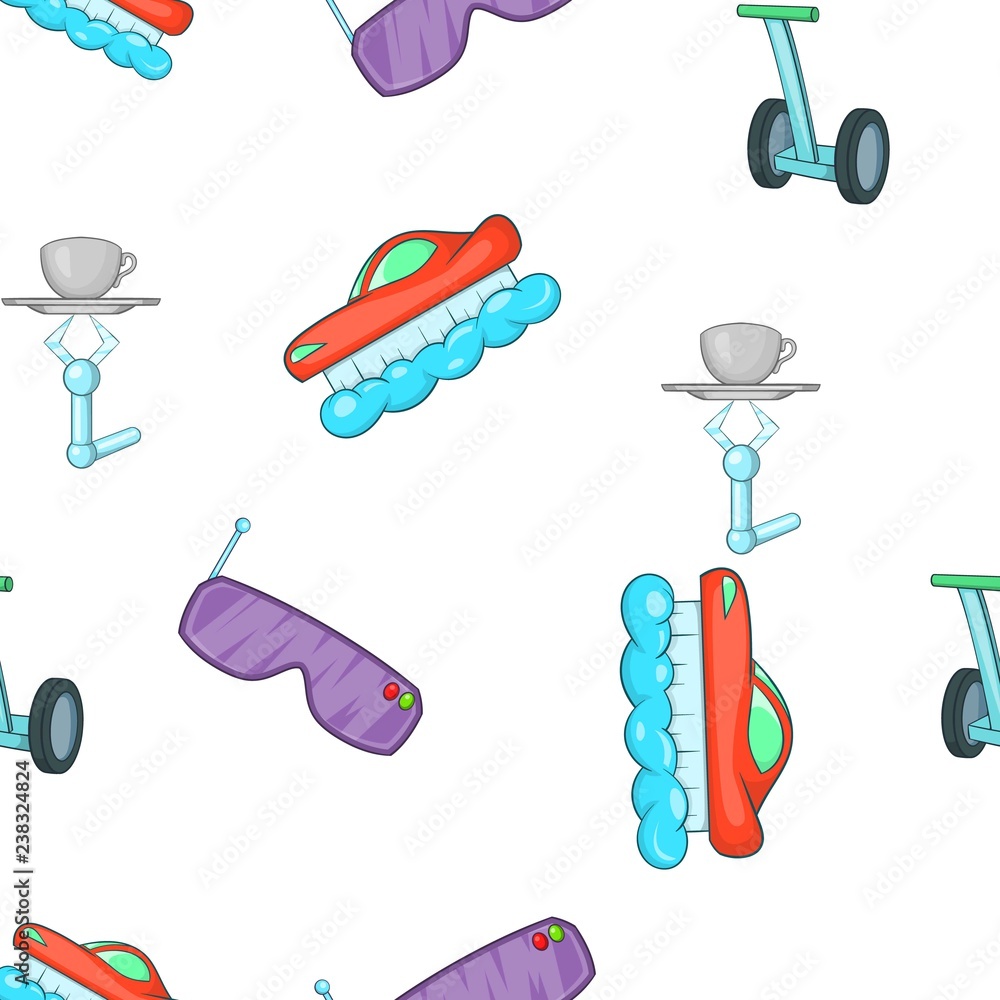 Poster new technologies pattern. cartoon illustration of new technologies vector pattern for web