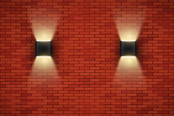 Brick wall room with vintage sconce lamps