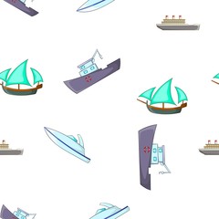 Yachts and maritime transport pattern. Cartoon illustration of yachts and maritime transport vector pattern for web