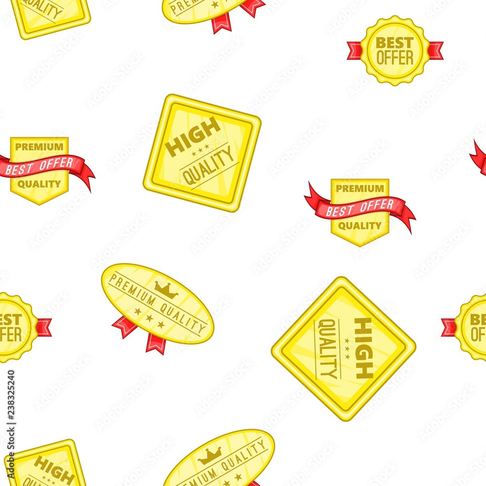 Poster quality labels pattern. cartoon illustration of quality labels vector pattern for web