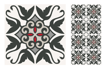 tiles Portuguese patterns antique seamless design in Vector illustration vintage	