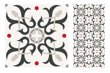 tiles Portuguese patterns antique seamless design in Vector illustration vintage	