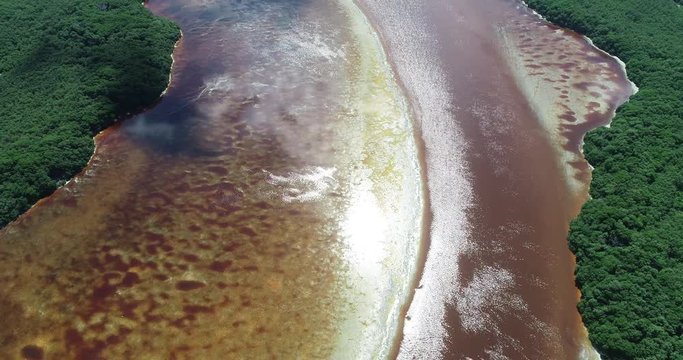 Celestun pink lagoon from above