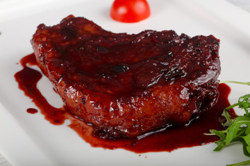 Steak with berry sauce